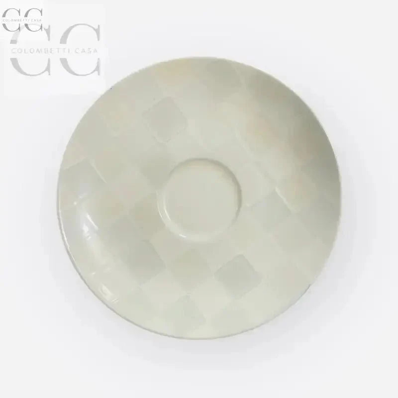 Set 6 tazzine da caffè con piattini quadretti grigi ceramica Rose&Tulipani