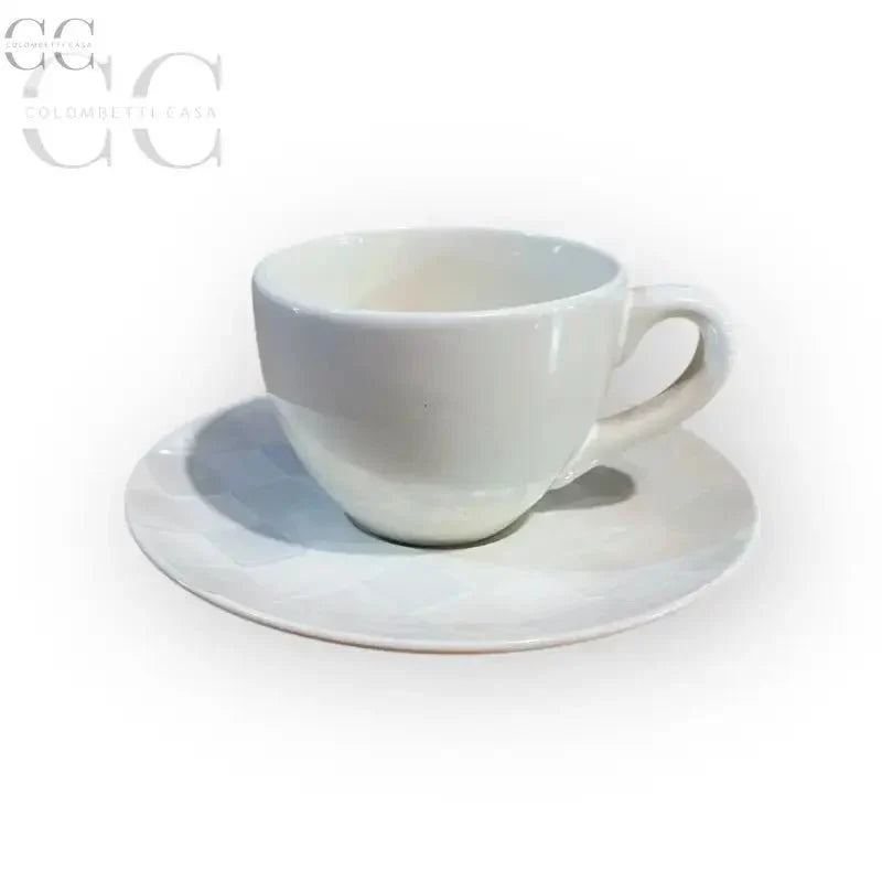 Set 6 tazzine da caffè con piattini quadretti grigi ceramica Rose&Tulipani