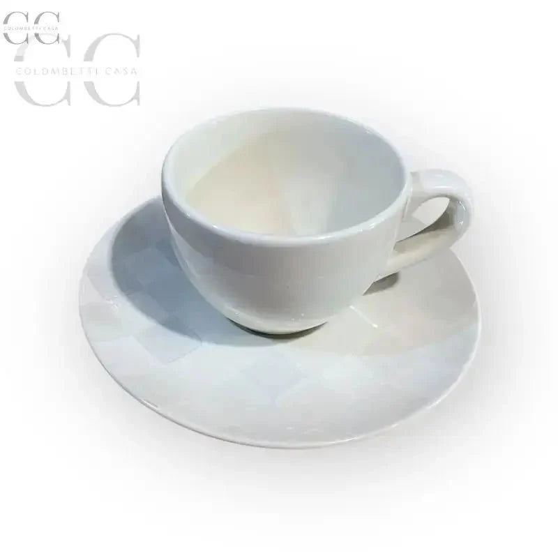 Set 6 tazzine da caffè con piattini quadretti grigi ceramica Rose&Tulipani