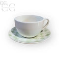 Tazza colazione jumbo con piatto quadretti verdi ceramica Rose&Tulipani