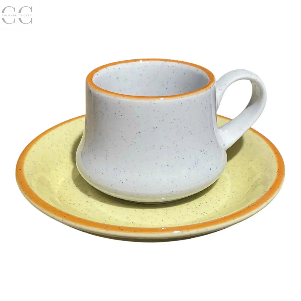 Tazze caffè con piatto giallo porcellana Mancioli