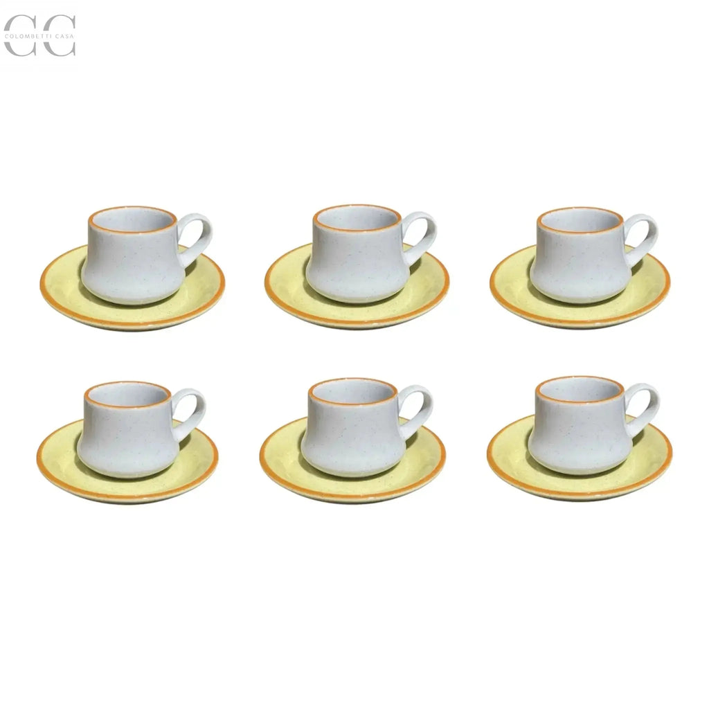 Tazze caffè con piatto giallo porcellana Mancioli