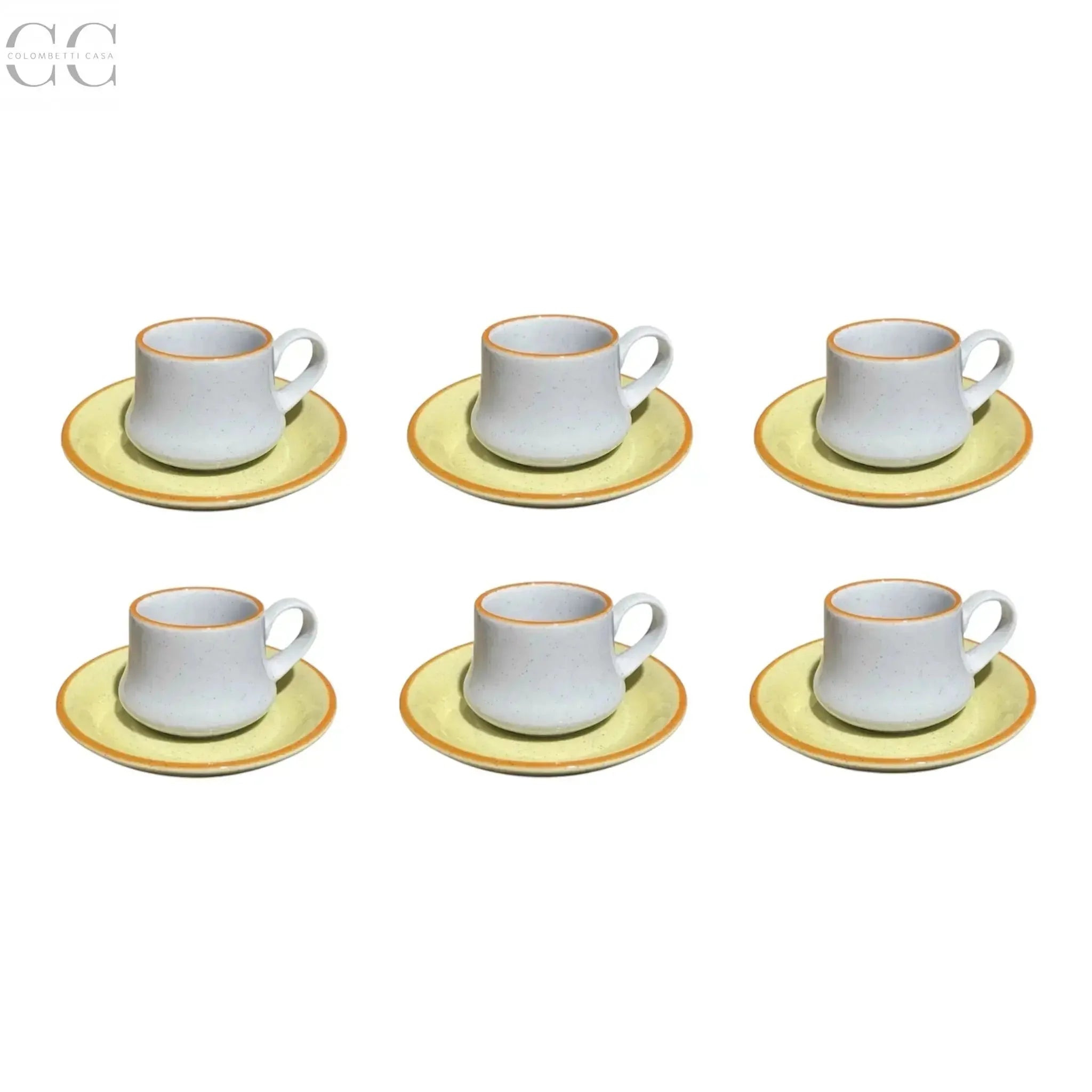 Tazze caffè con piatto giallo porcellana Mancioli
