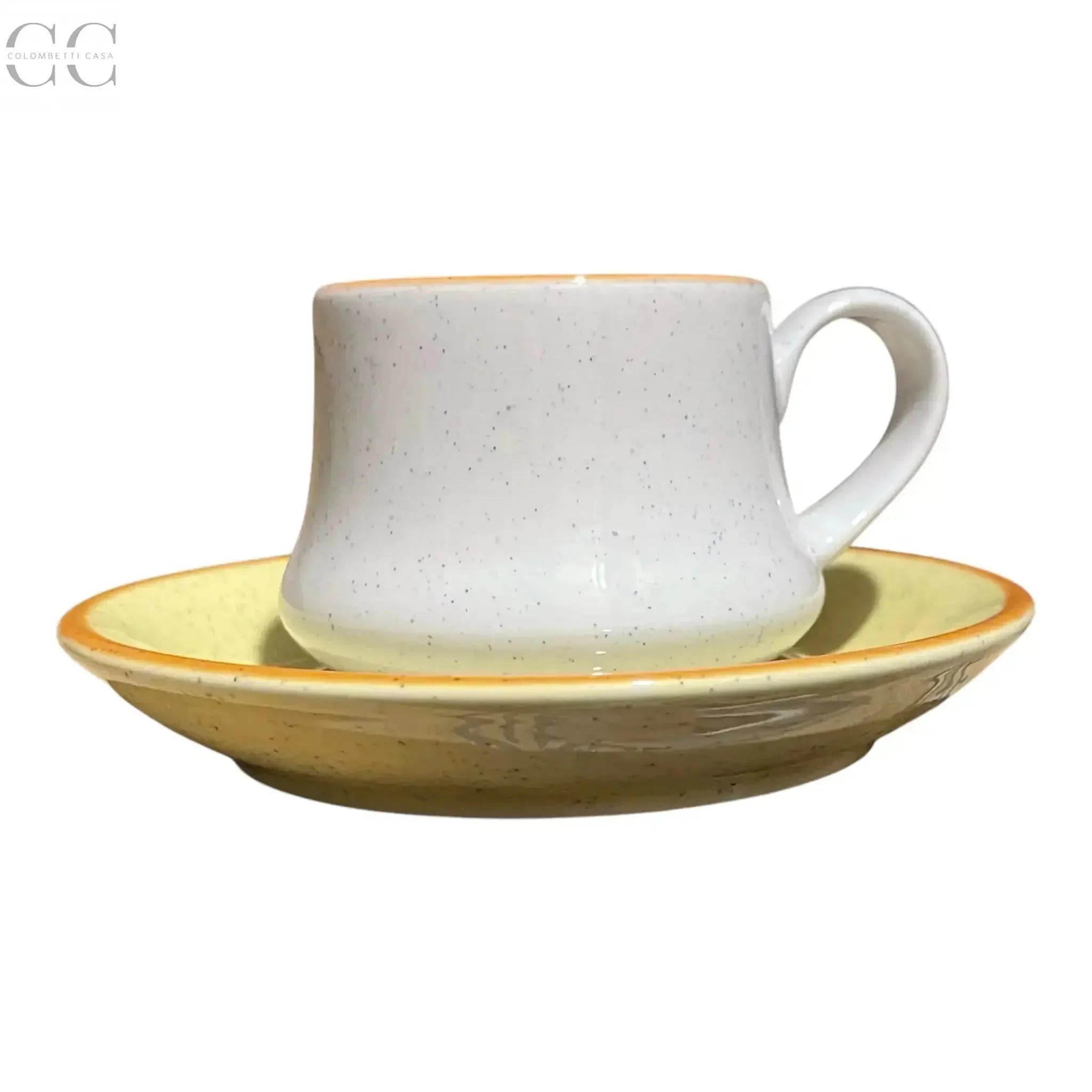Tazze caffè con piatto giallo porcellana Mancioli